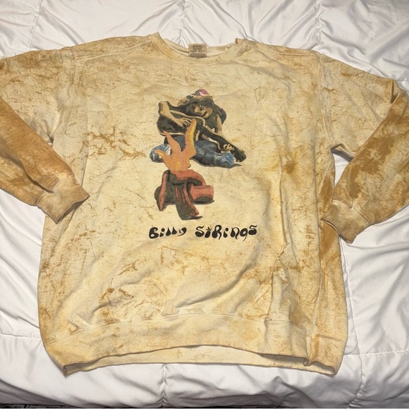 Billy Strings Graphic Crewneck Comfort Colors Sweatshirt Large Coffee Stained - Picture 1 of 6